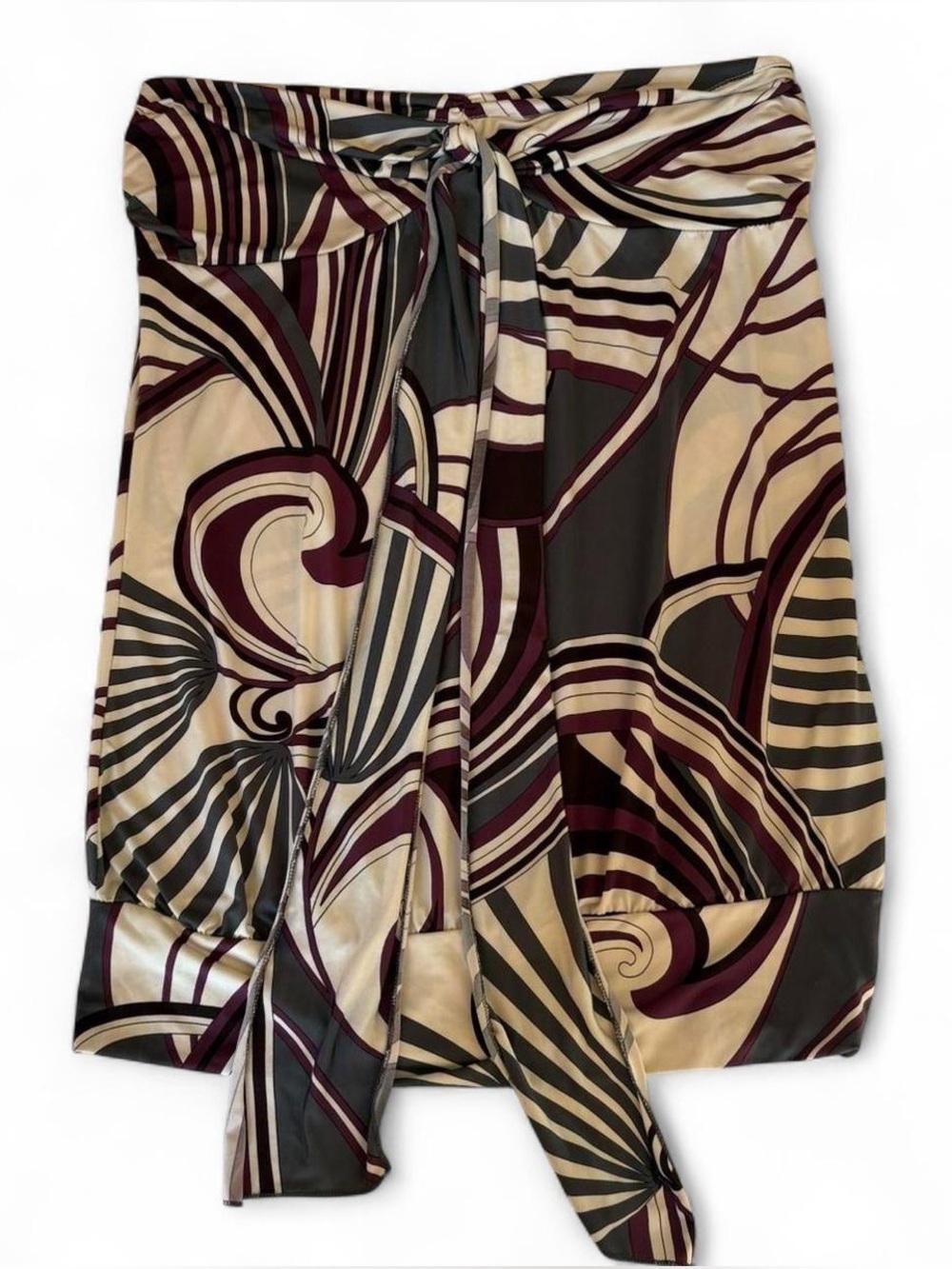 Janette Vintage Y2K Purple, White, Grey Print Tube Top/Halter Top Blouse Size L